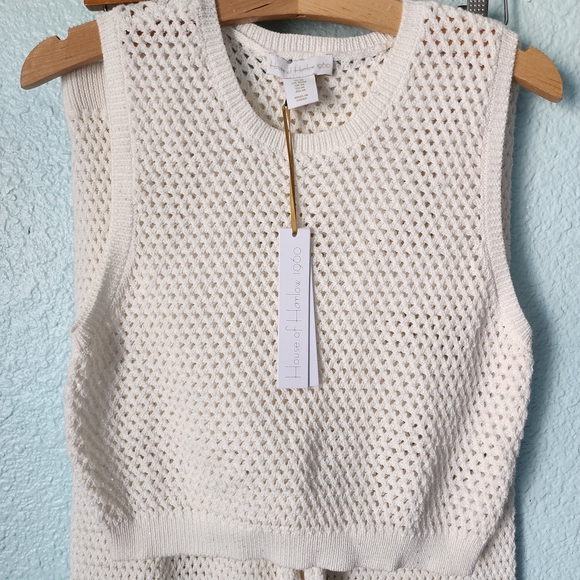 House of Harlow 1960 Ivory Knit Sweater Crochet Pant Set - Picture 4 of 16